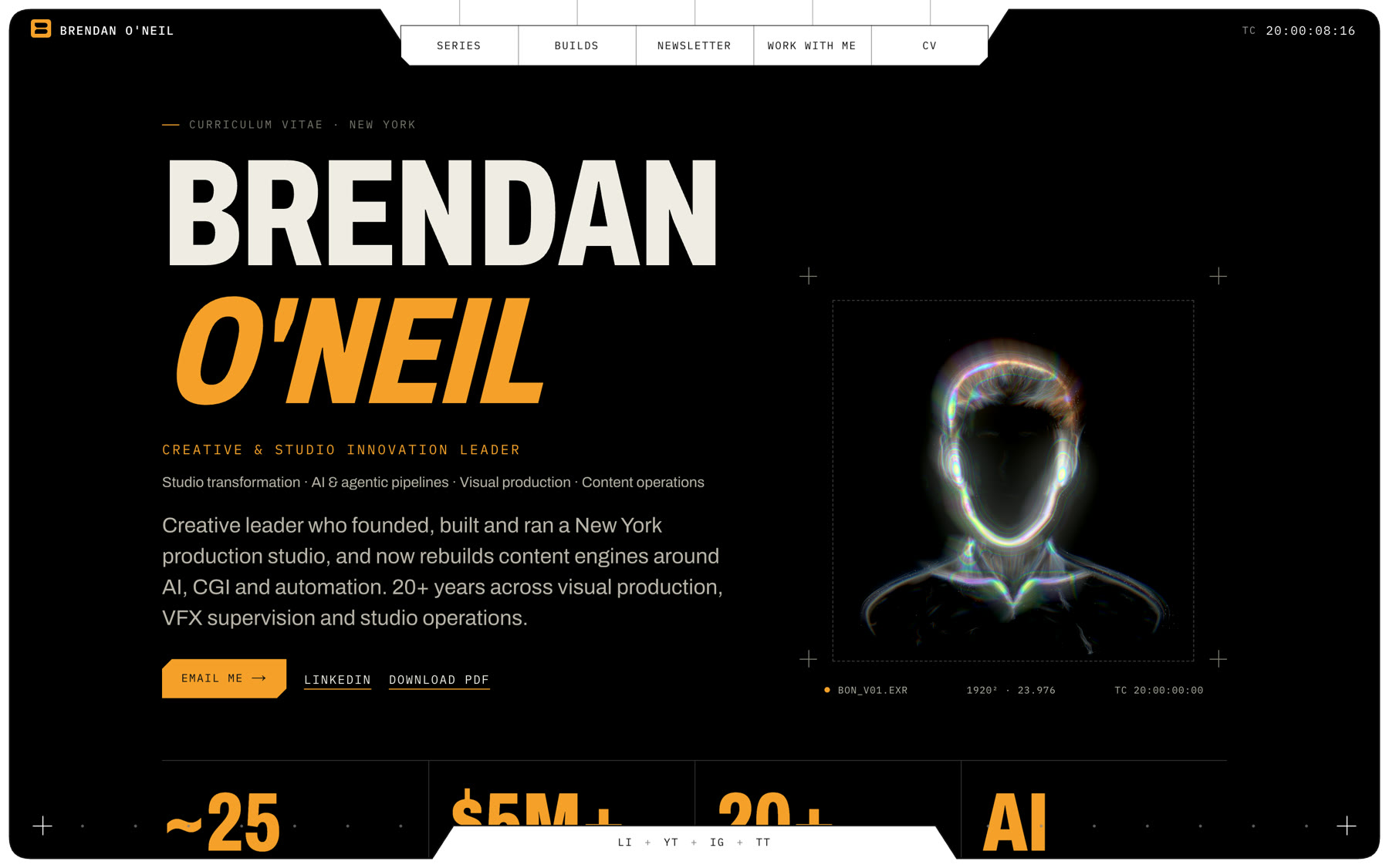 The CV page with the portrait